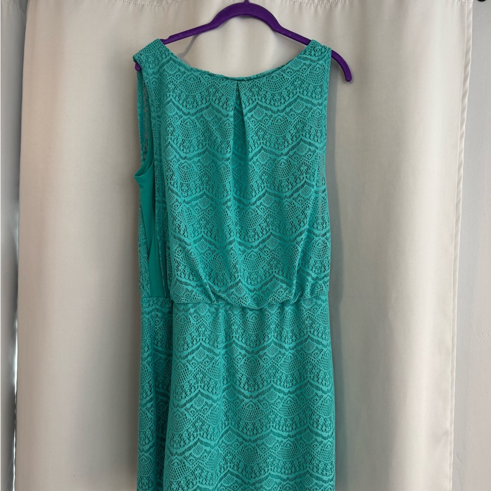 Bisou Bisou Teal Lace Sleeveless Dress
